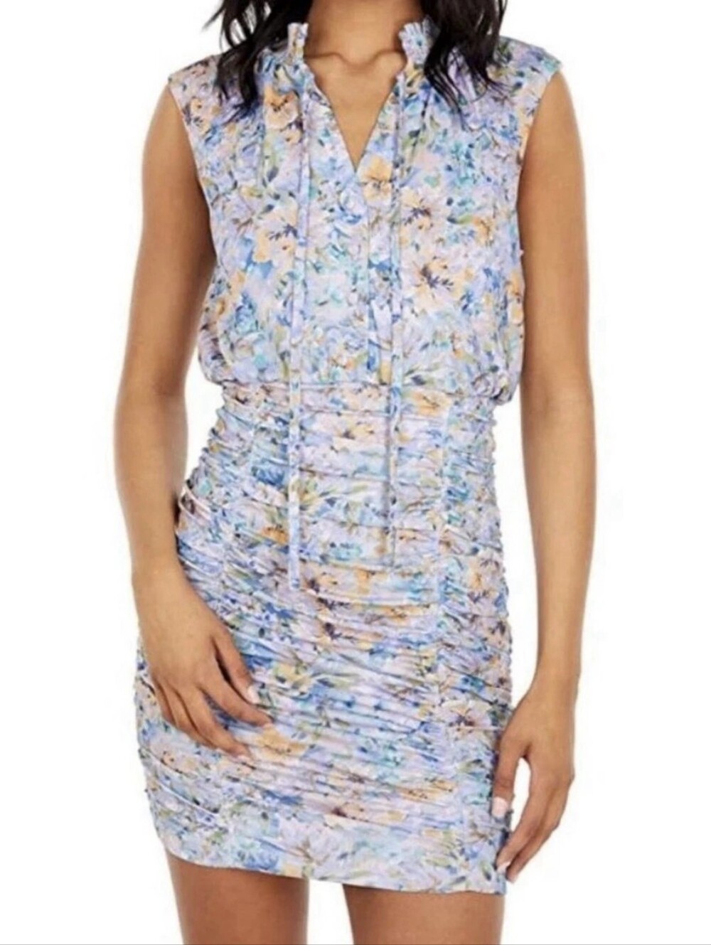 Laundry By Shelli Segal Pastel Floral Ruched Mini Dress